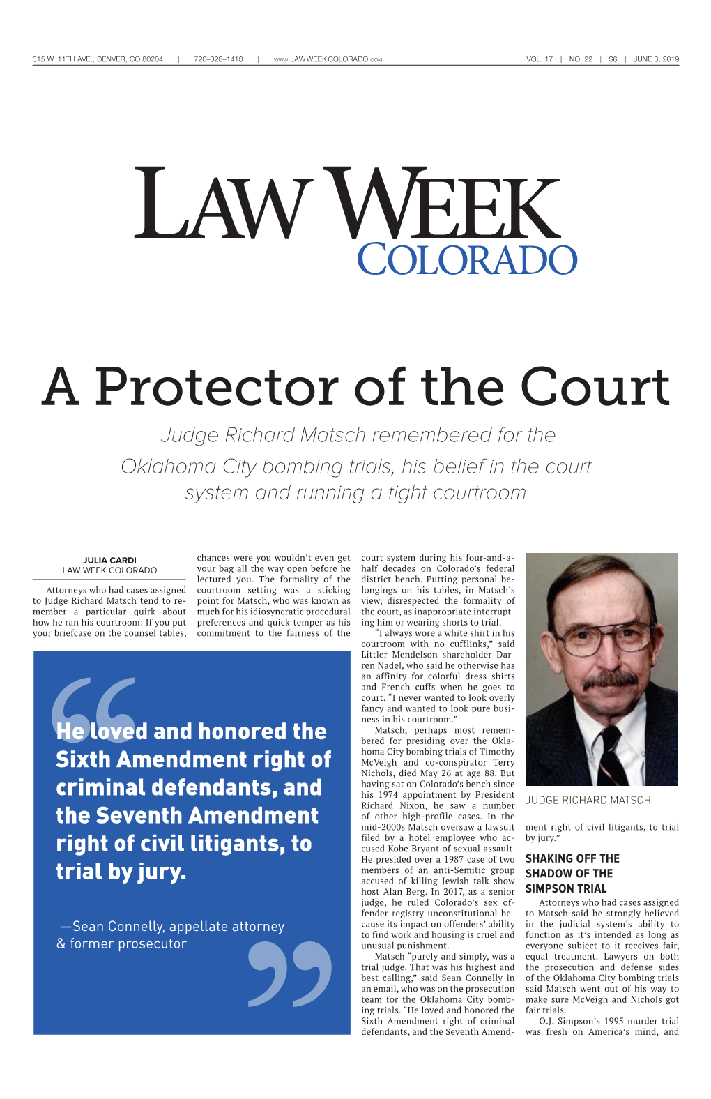 “A Protector of the Court,” Law Week Colorado