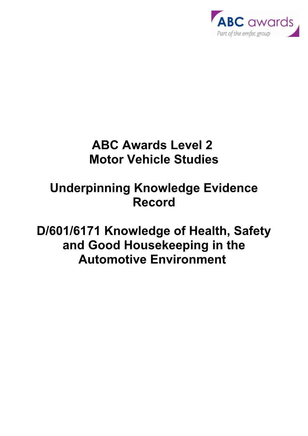 Level 2 Award in Motor Vehicle Studies