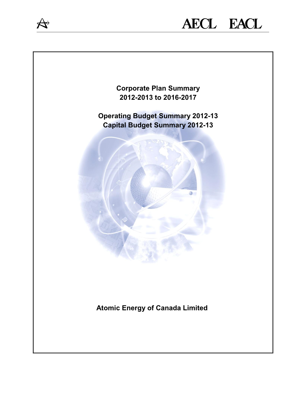 AECL Corporate Plan Summary 2012-13 (PDF)