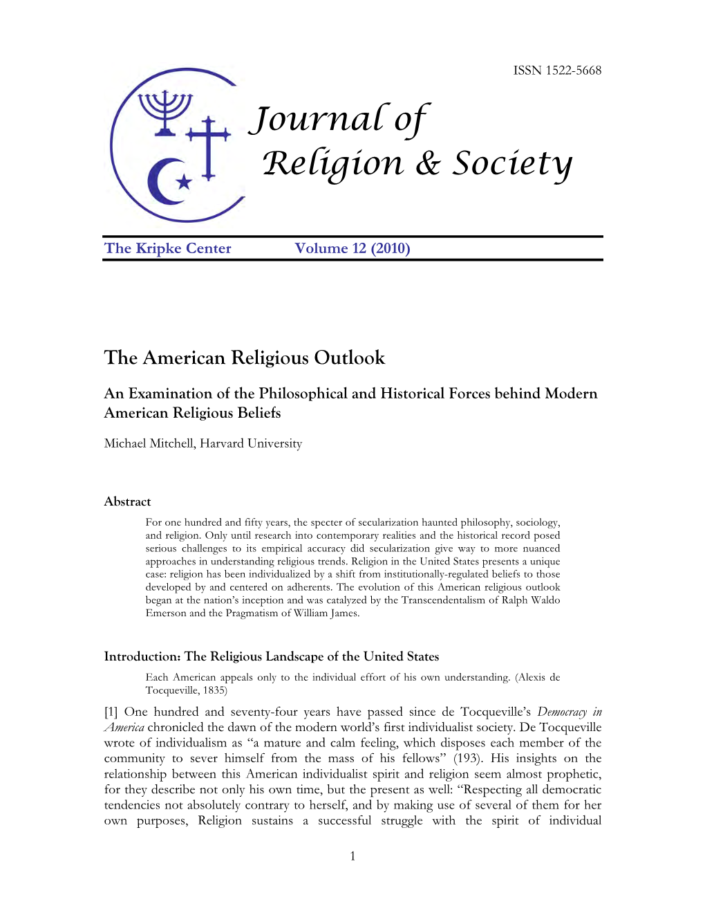 Journal of Religion & Society