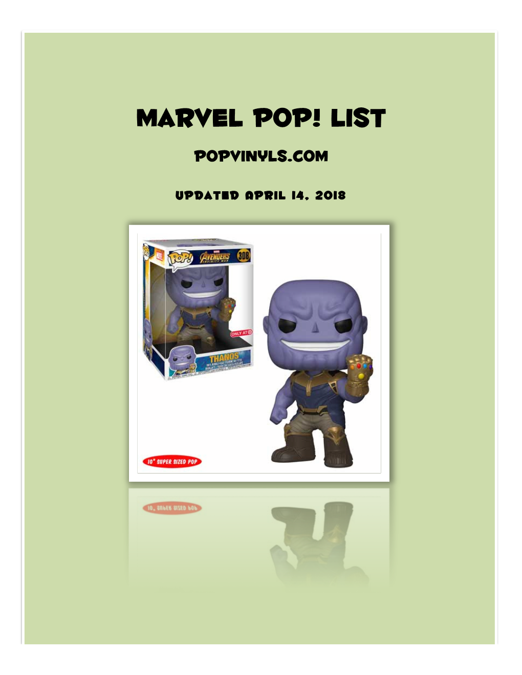 Marvel Pop! List Popvinyls.Com