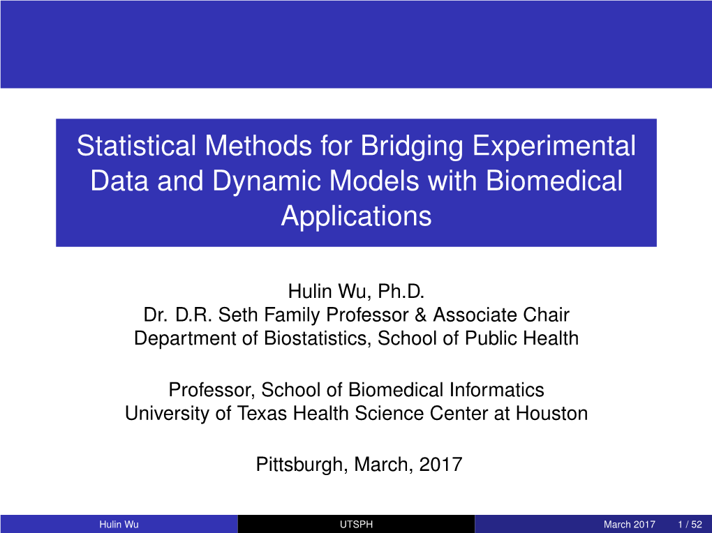 Statistical Methods for Bridging Experimental Data and Dynamic Models with Biomedical Applications