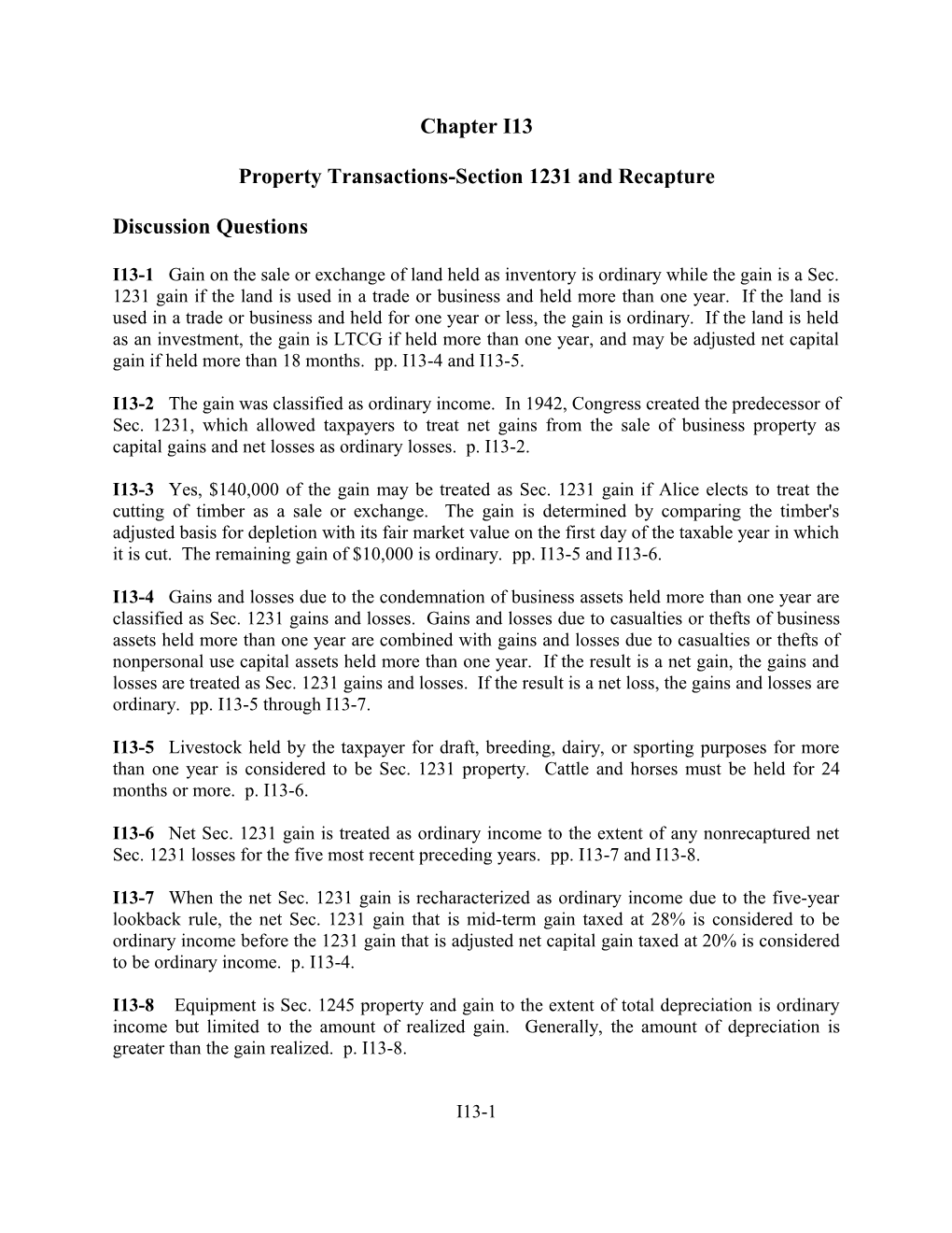 Property Transactionssection 1231 and Recapture