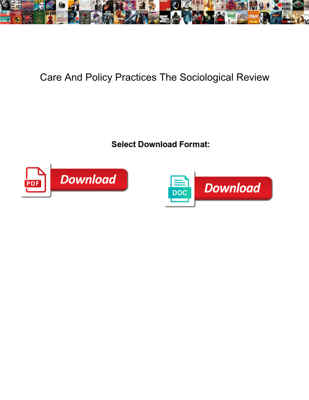 Care and Policy Practices the Sociological Review