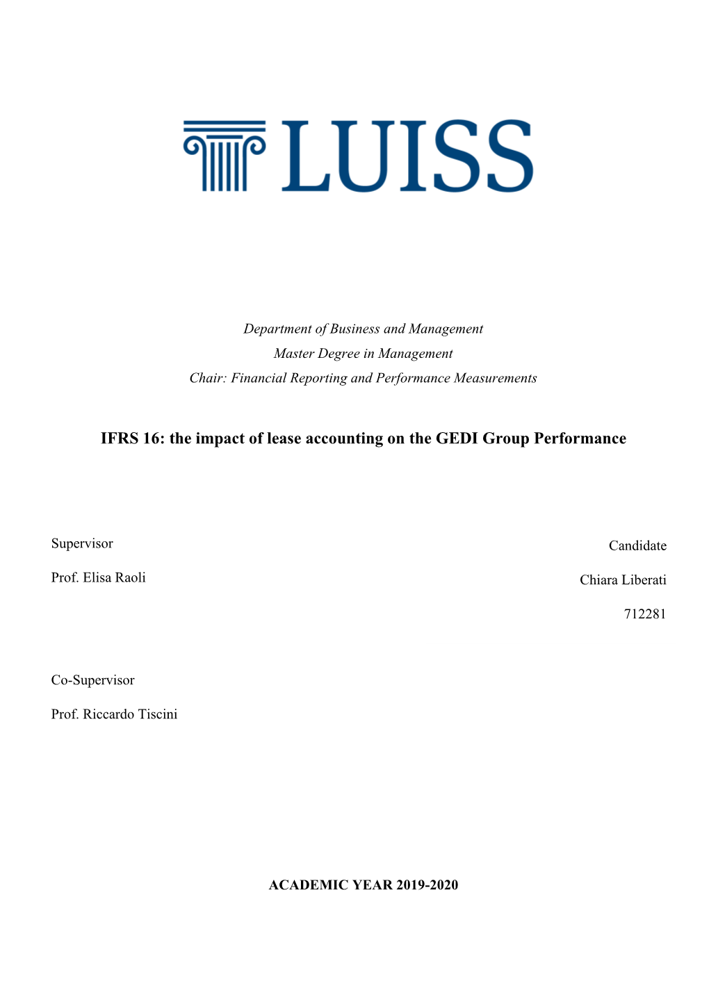 IFRS 16: the Impact of Lease Accounting on the GEDI Group Performance