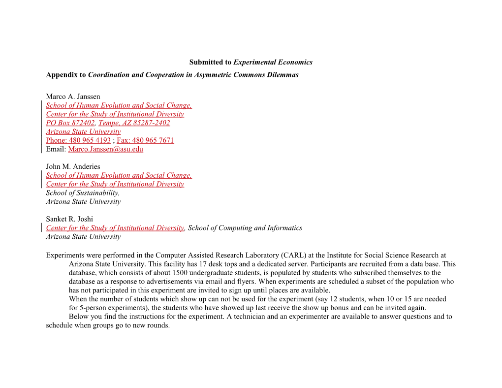 Appendix to Coordination and Cooperation in Asymmetric Commons Dilemmas