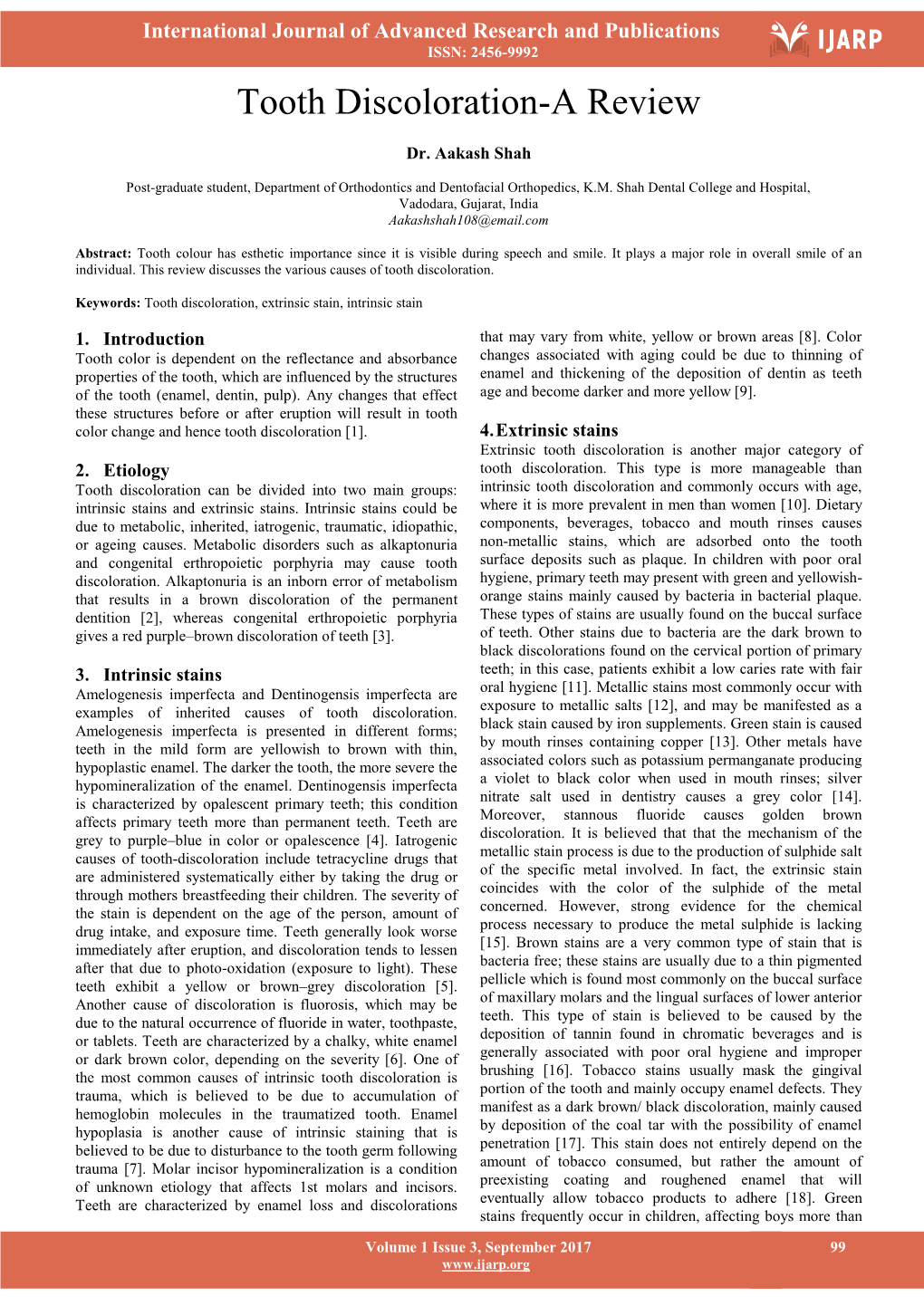 Tooth Discoloration-A Review