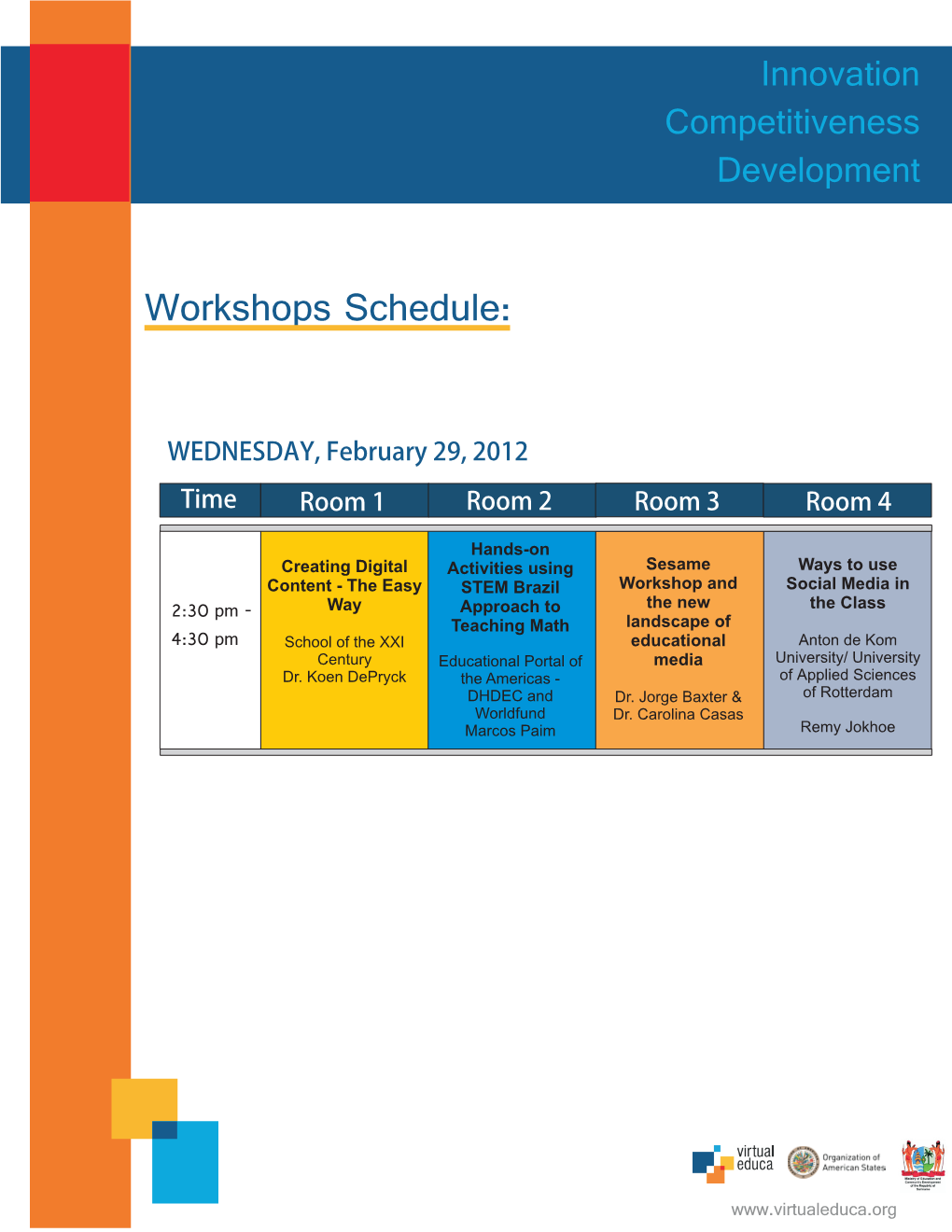 Workshops Schedule