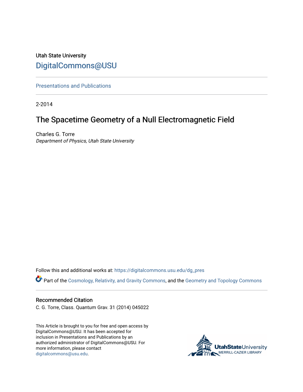 The Spacetime Geometry of a Null Electromagnetic Field