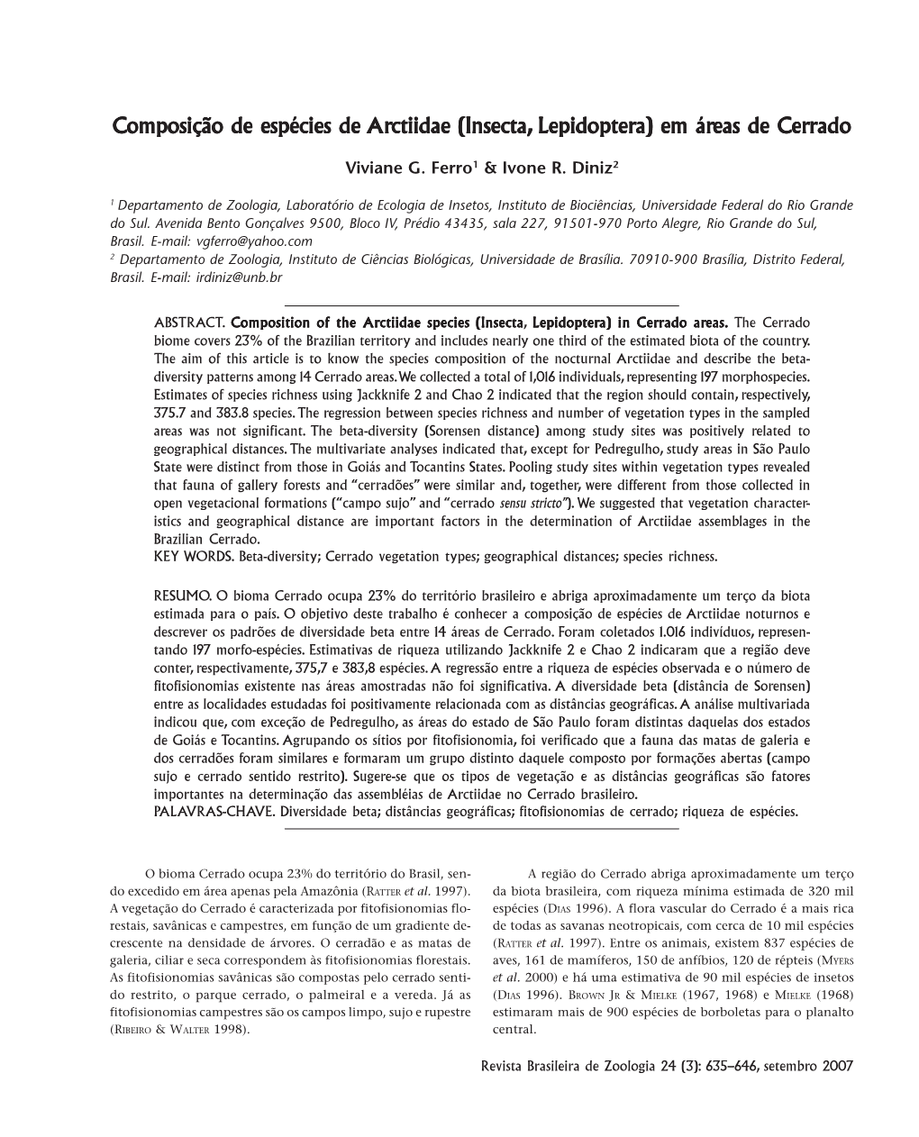 Composição De Espécies De Composição De Espécies De Arctiidae