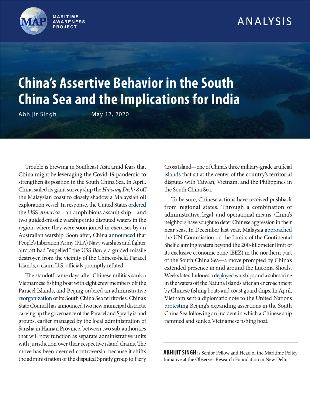 China's Assertive Behavior in the South China Sea and The