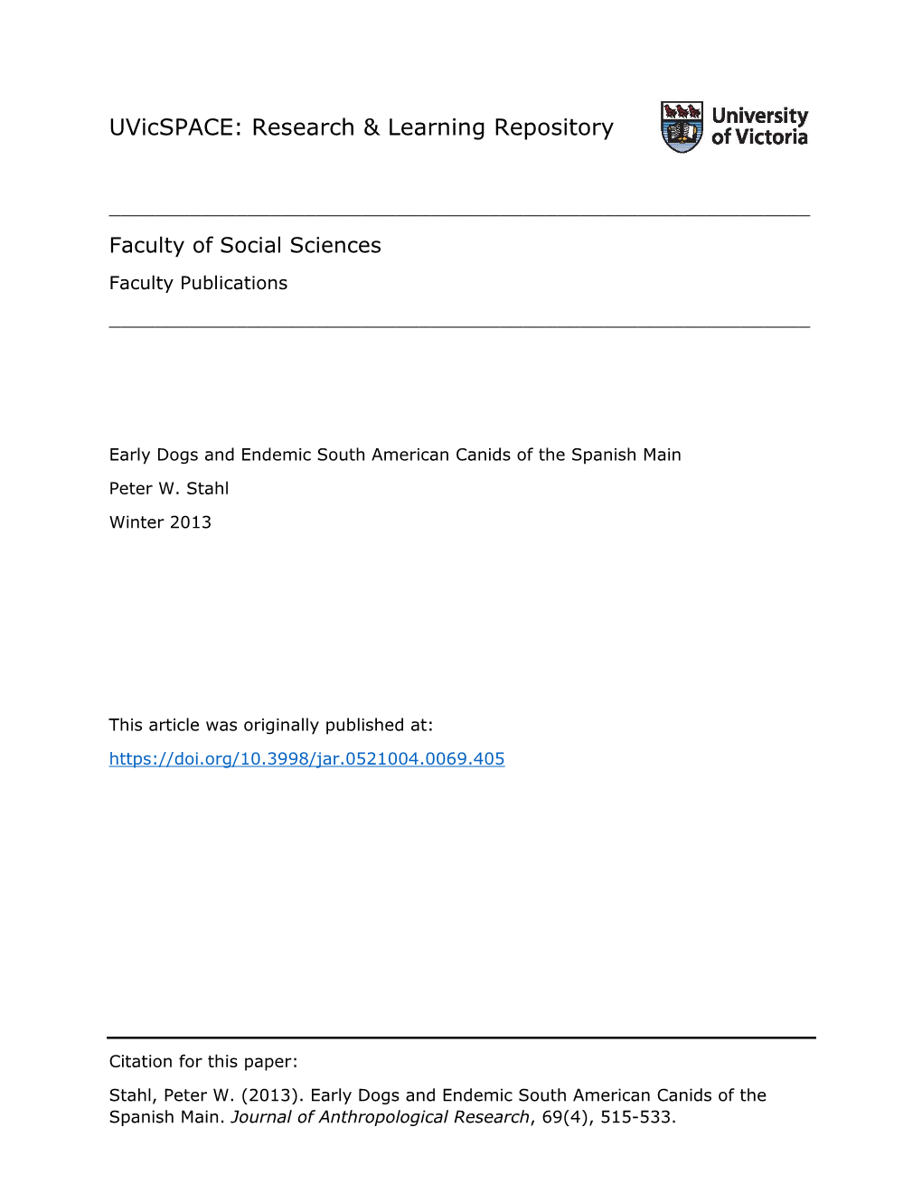 Early Dogs and Endemic South American Canids of the Spanish Main