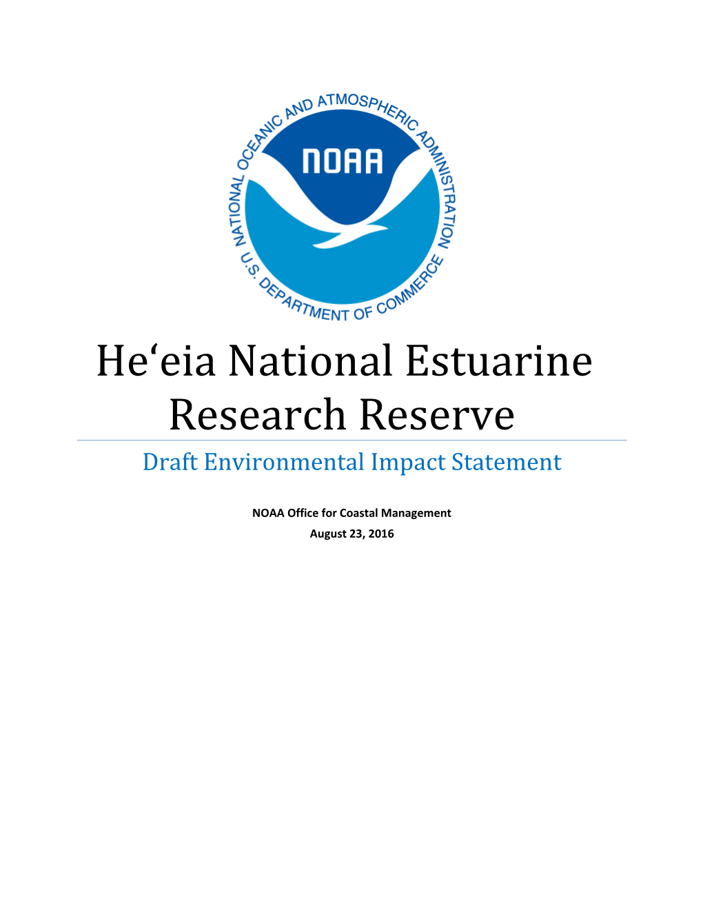 He'eia National Estuarine Research Reserve Draft Environmental
