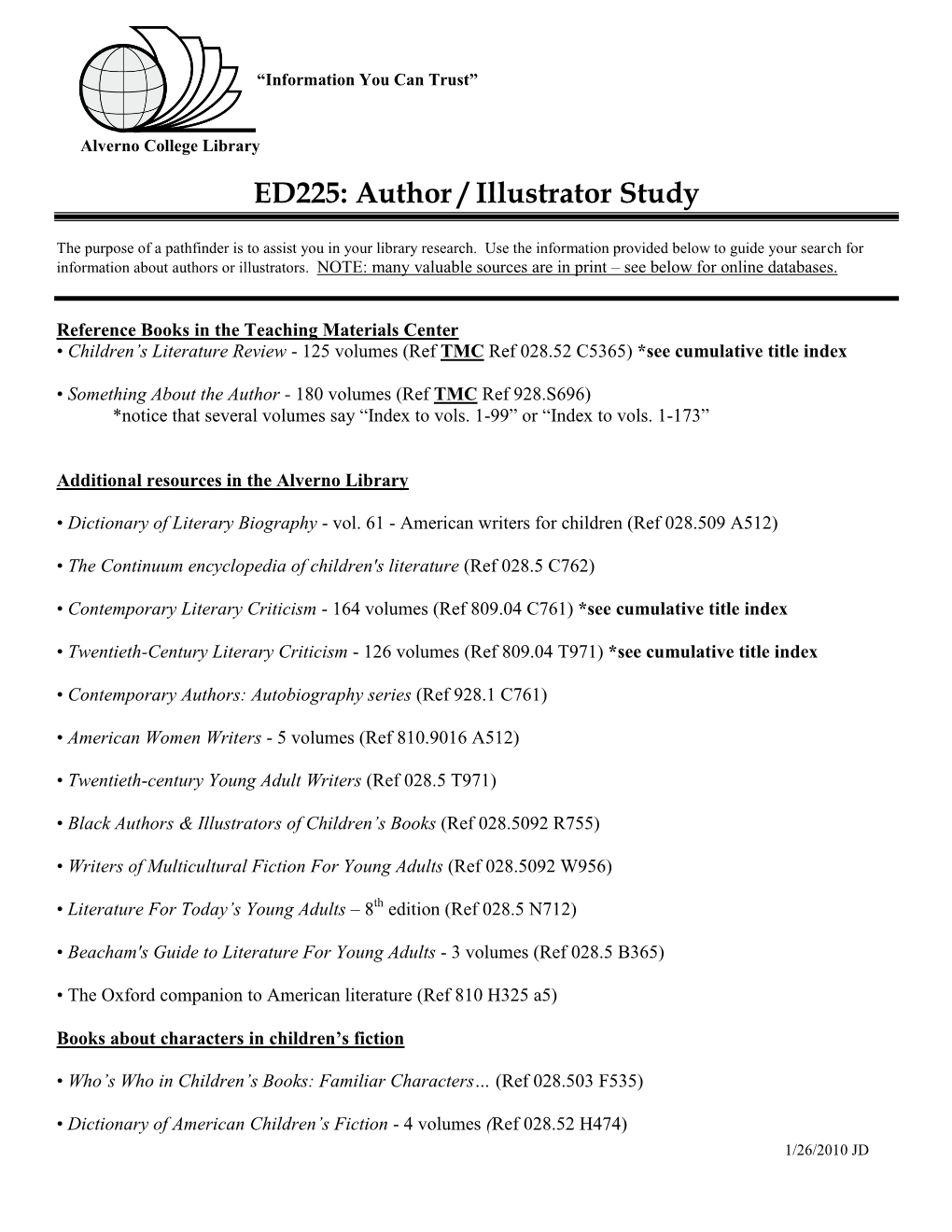 ED225: Author / Illustrator Study