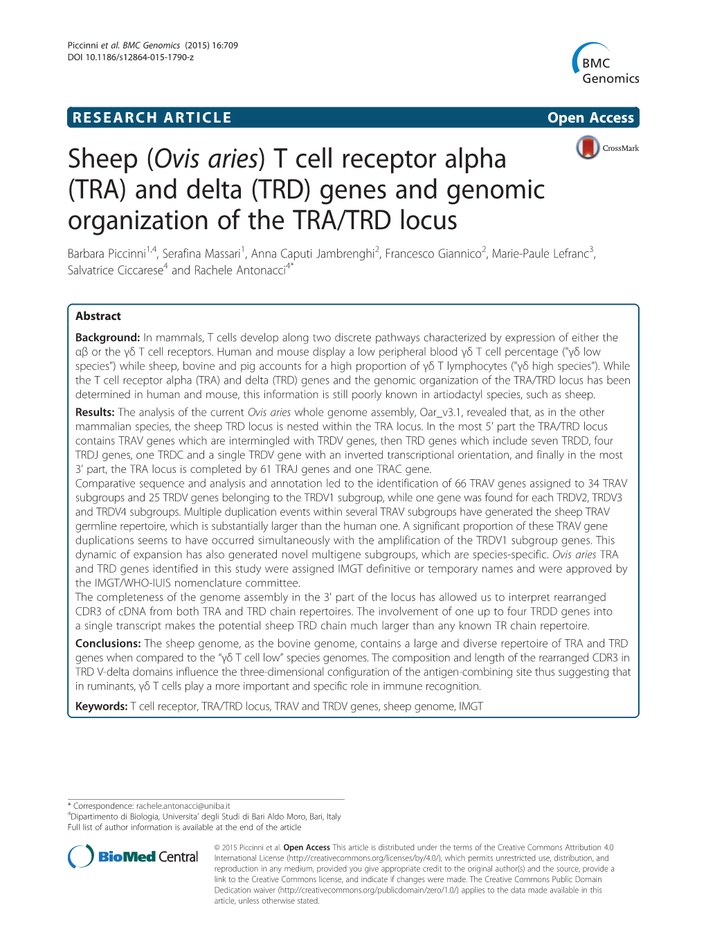 Genes and Genomic Organization of the TRA/TRD Locus