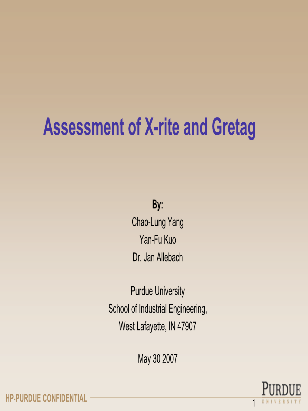 Assessment of X-Rite and Gretag