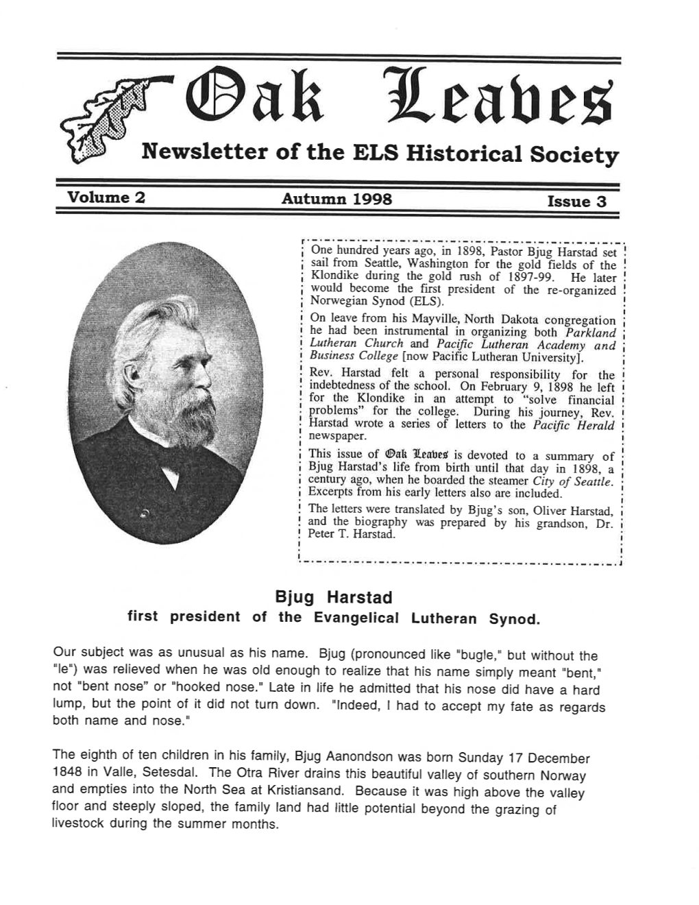 Ak 1Leabe5 Newsletter of the ELS Historical Society