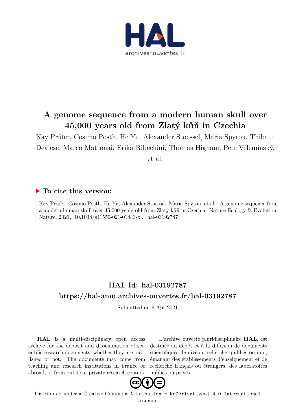 A Genome Sequence from a Modern Human Skull Over