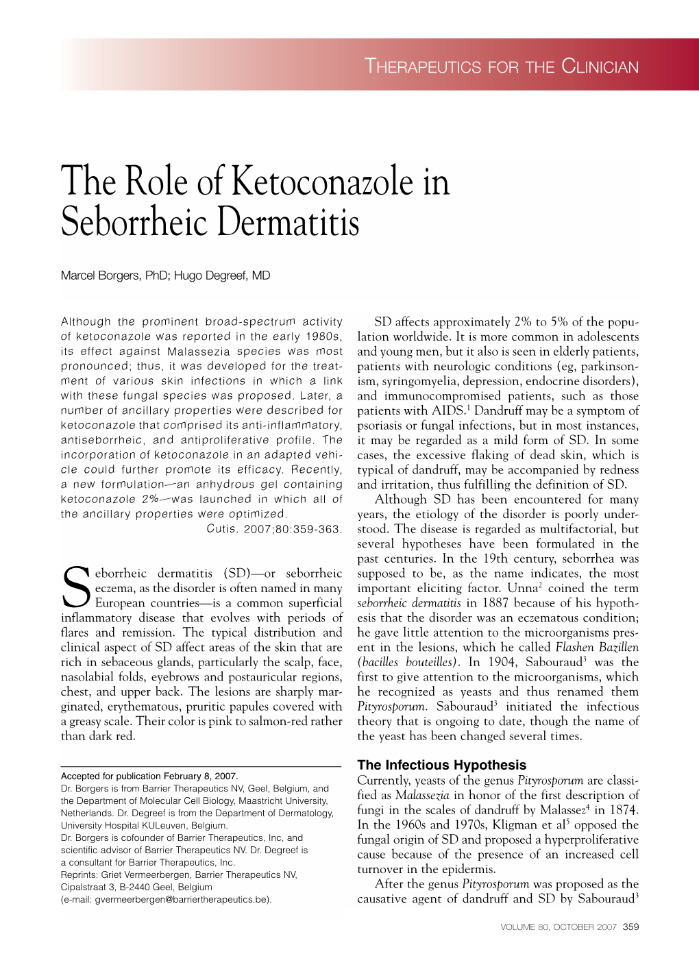 The Role of Ketoconazole in Seborrheic Dermatitis