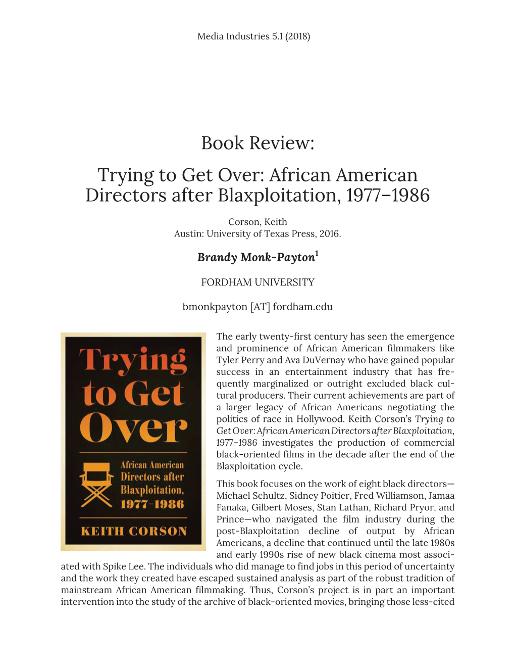 Book Review: Trying to Get Over: African American Directors After Blaxploitation, 1977–1986