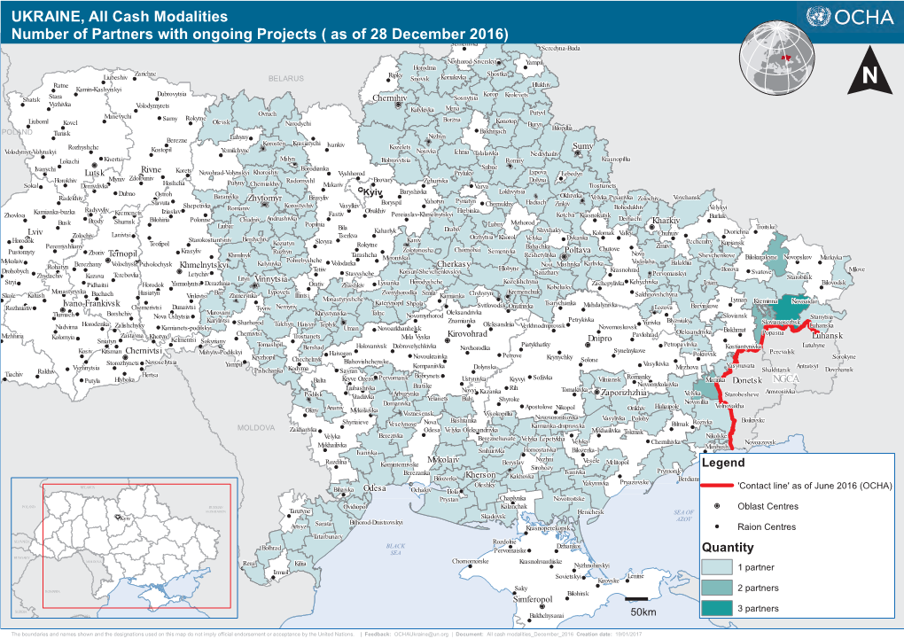 UKRAINE, All Cash Modalities Number of Partners With