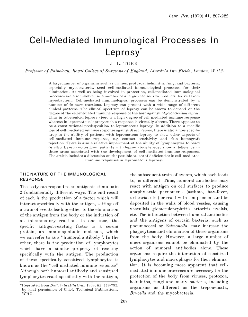 Cell-Mediated Immunolog Ical Processes Lep Rosy*