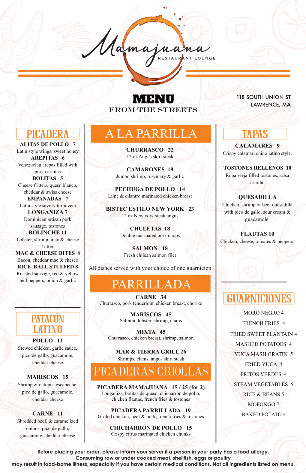 Menu Mamajuana 10-16-2020