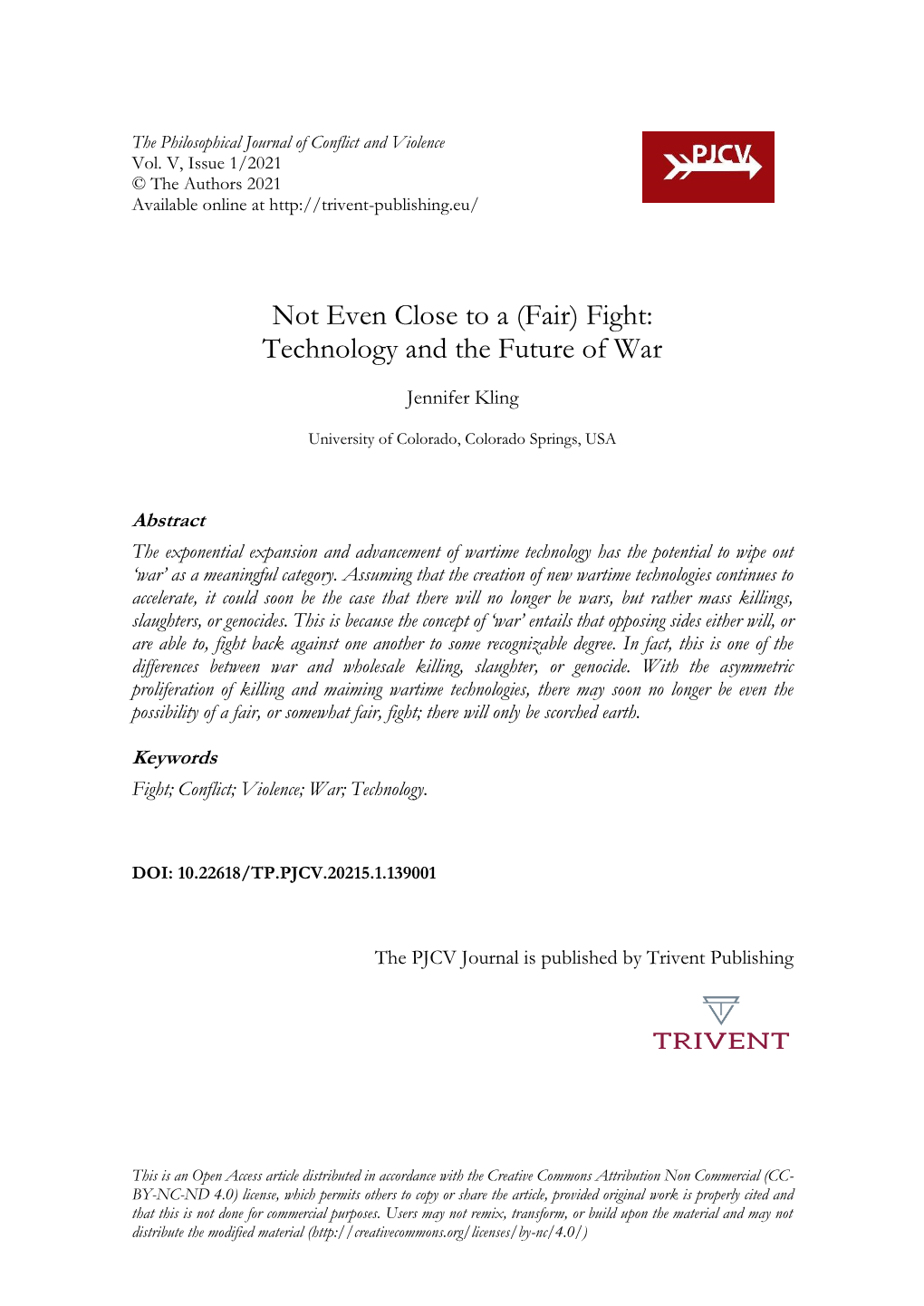 (Fair) Fight: Technology and the Future of War