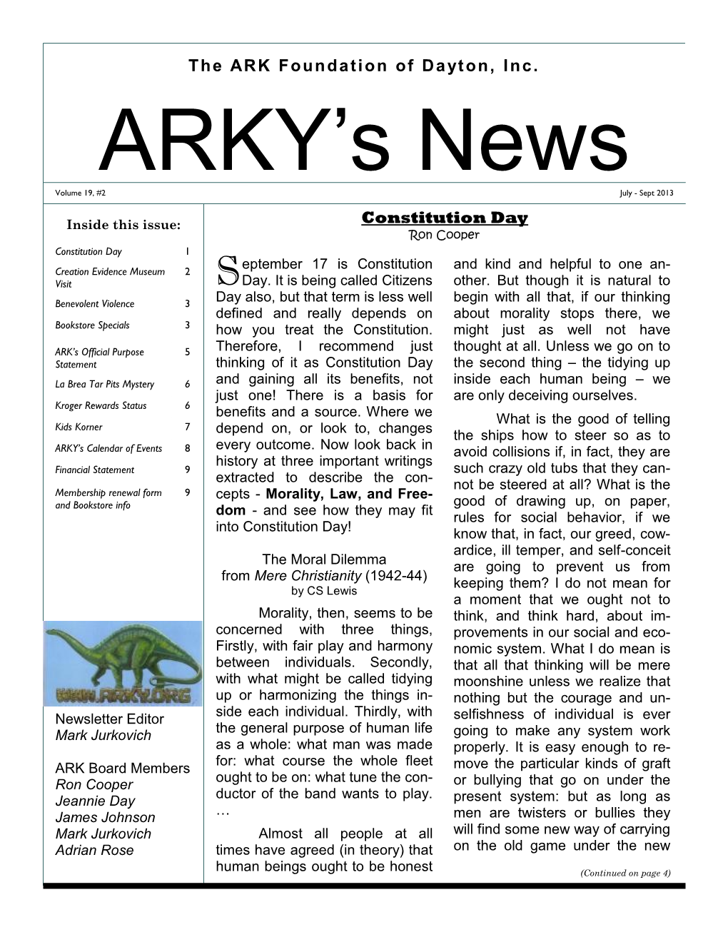 The ARK Foundation of Dayton, Inc. Constitution