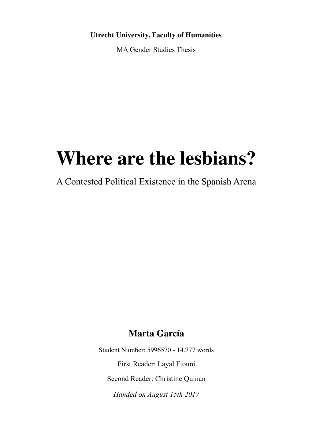 Where Are the Lesbians? a Contested Political Existence in the Spanish Arena