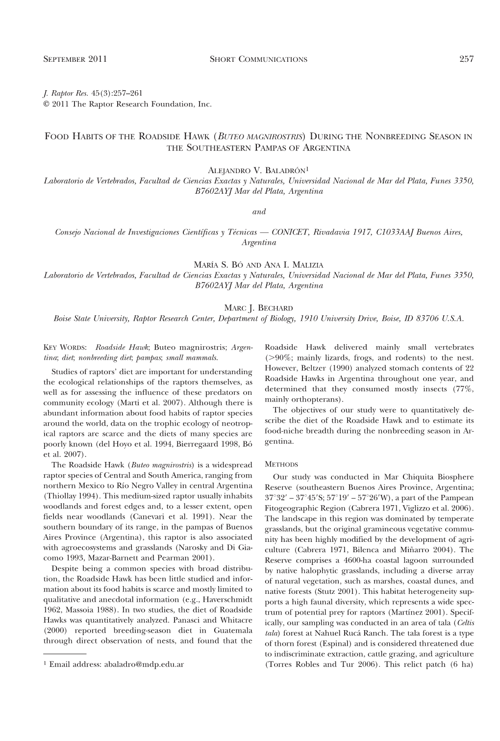 Laboratorio De Vertebrados, Facultad De Ciencias Exactas Y Naturales, Universidad Nacional De Mar Del Plata, Funes 3350, B7602AYJ Mar Del Plata, Argentina