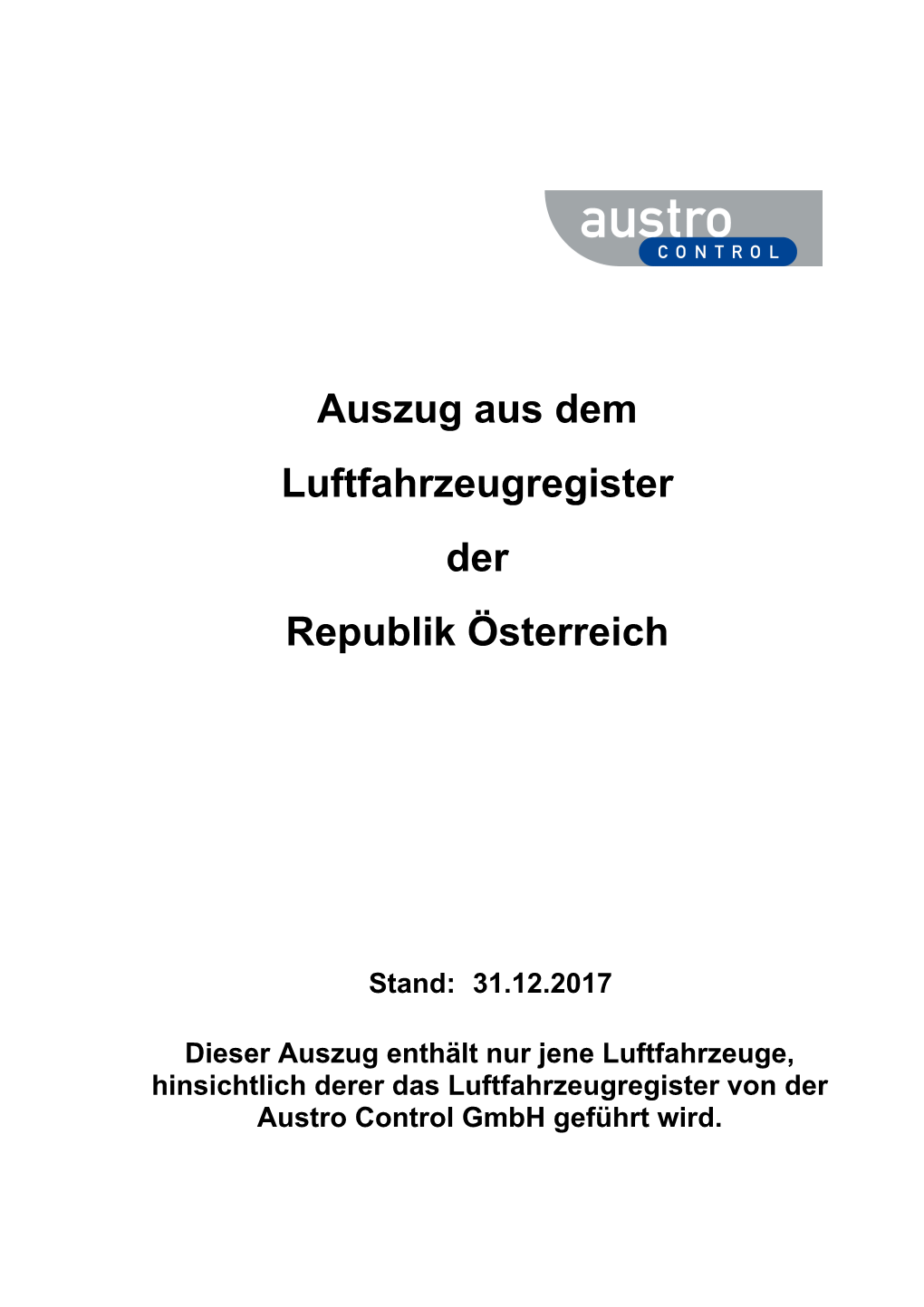 Auszug Aus Dem Luftfahrzeugregister Der Republik Österreich