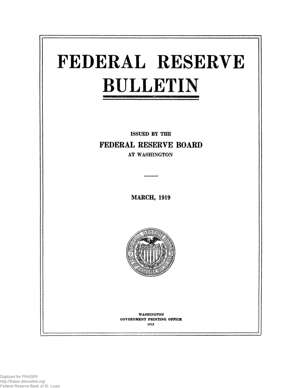 Federal Reserve Bulletin March 1919
