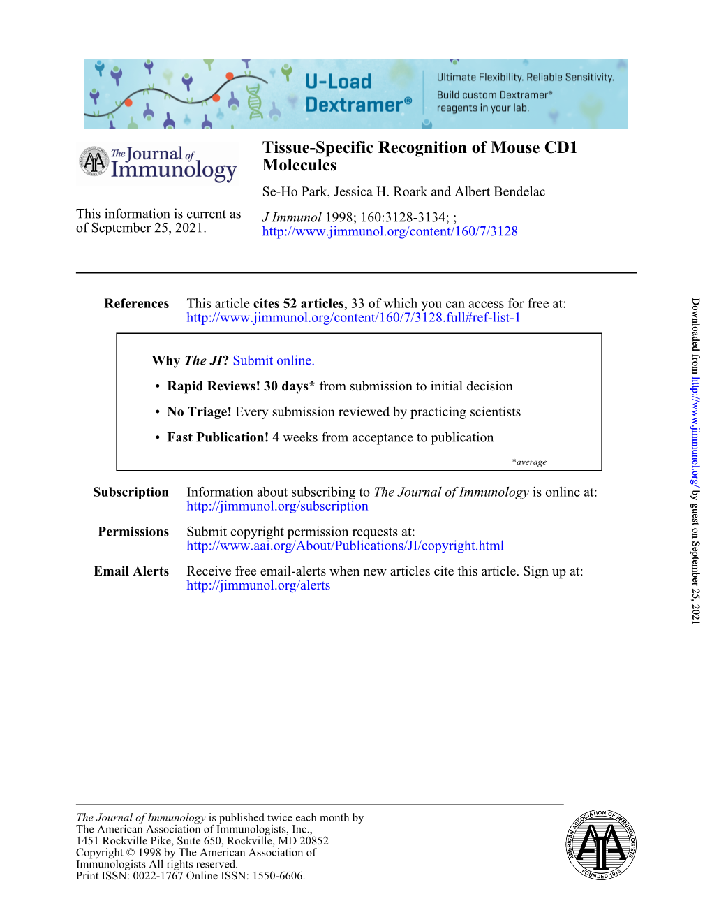 Molecules Tissue-Specific Recognition of Mouse