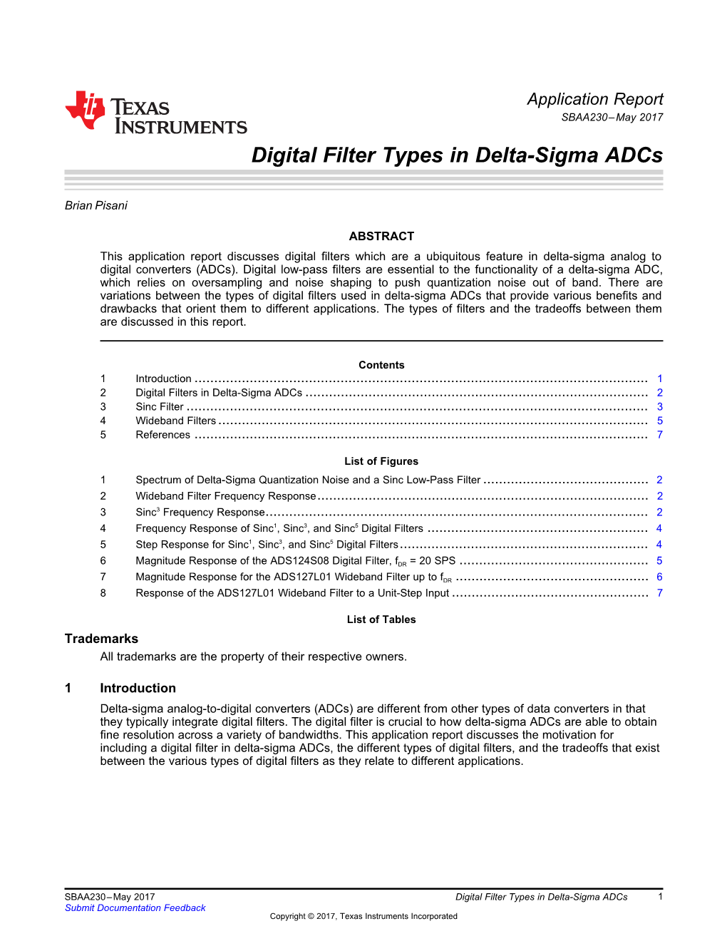 Digital Filter Types in Delta-Sigma Adcs