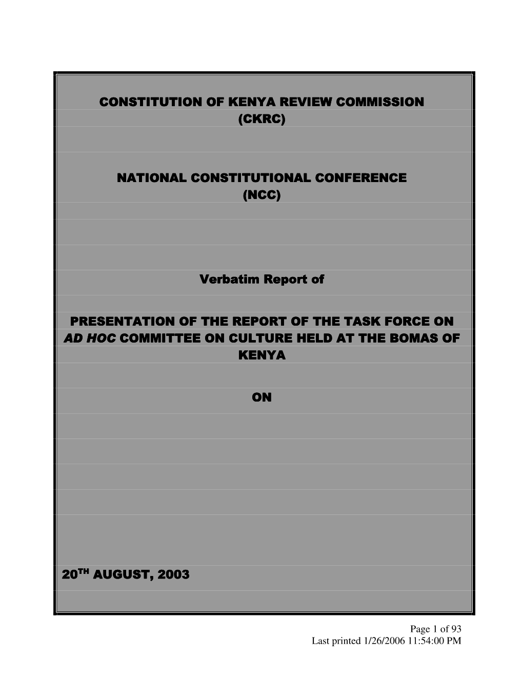 Constitution of Kenya Review Commission (Ckrc)