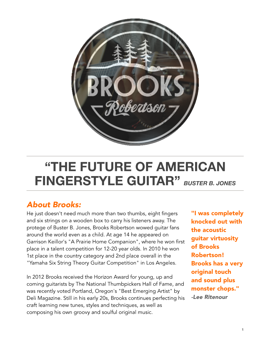 Brooks Robertson Press Kit/Resume 2016