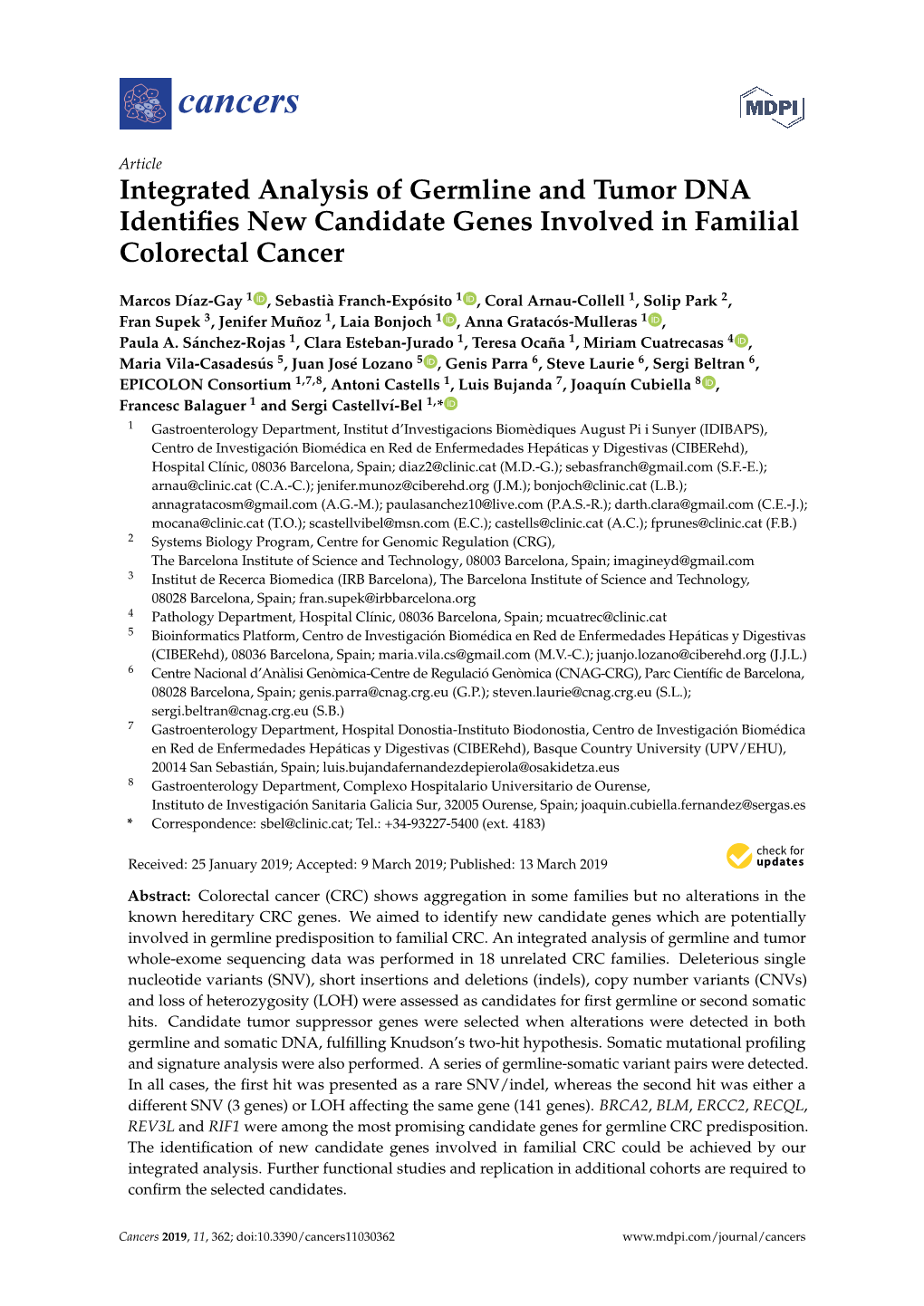 Integrated Analysis of Germline and Tumor DNA Identifies New