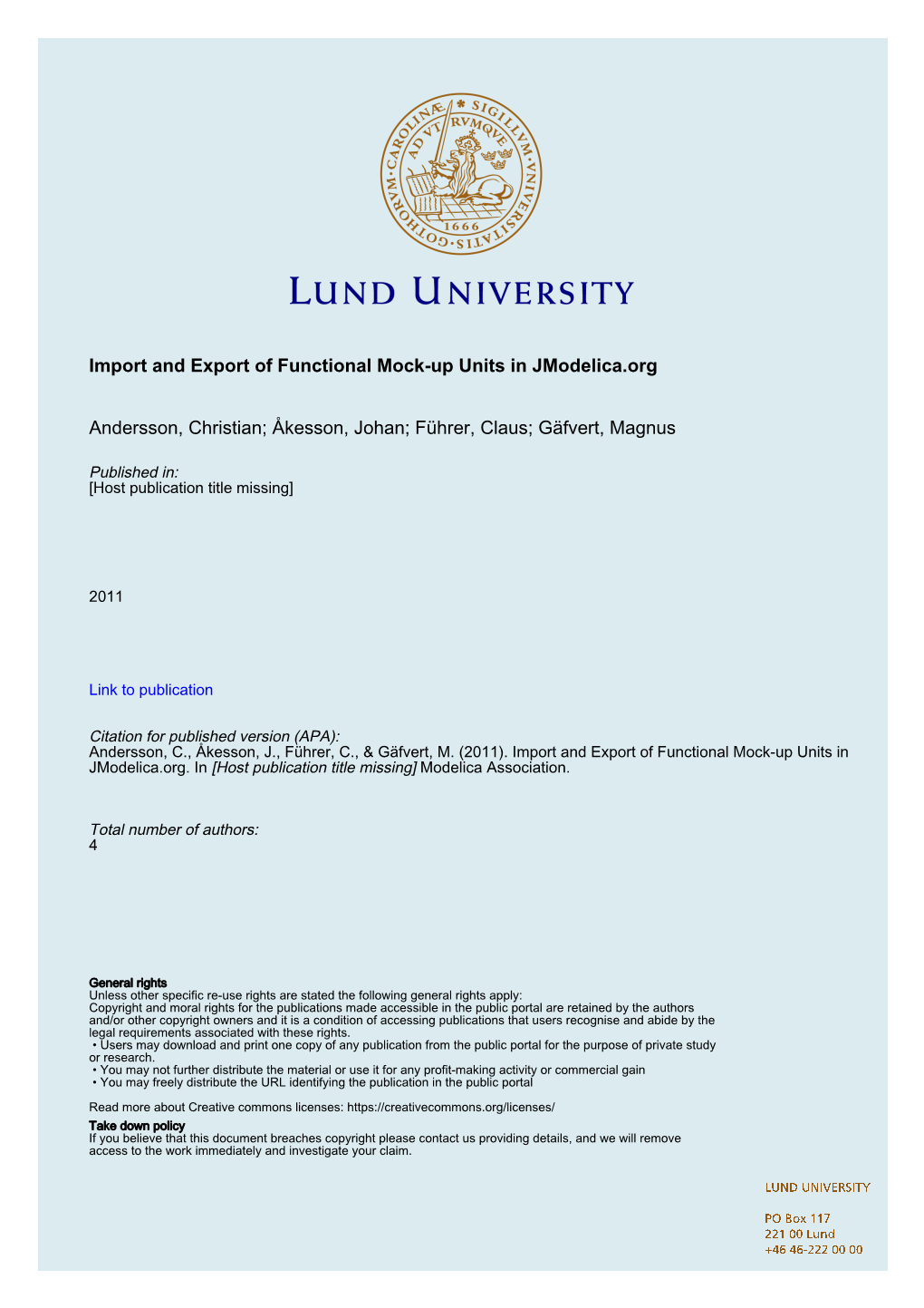 Import and Export of Functional Mock-Up Units in Jmodelica.Org