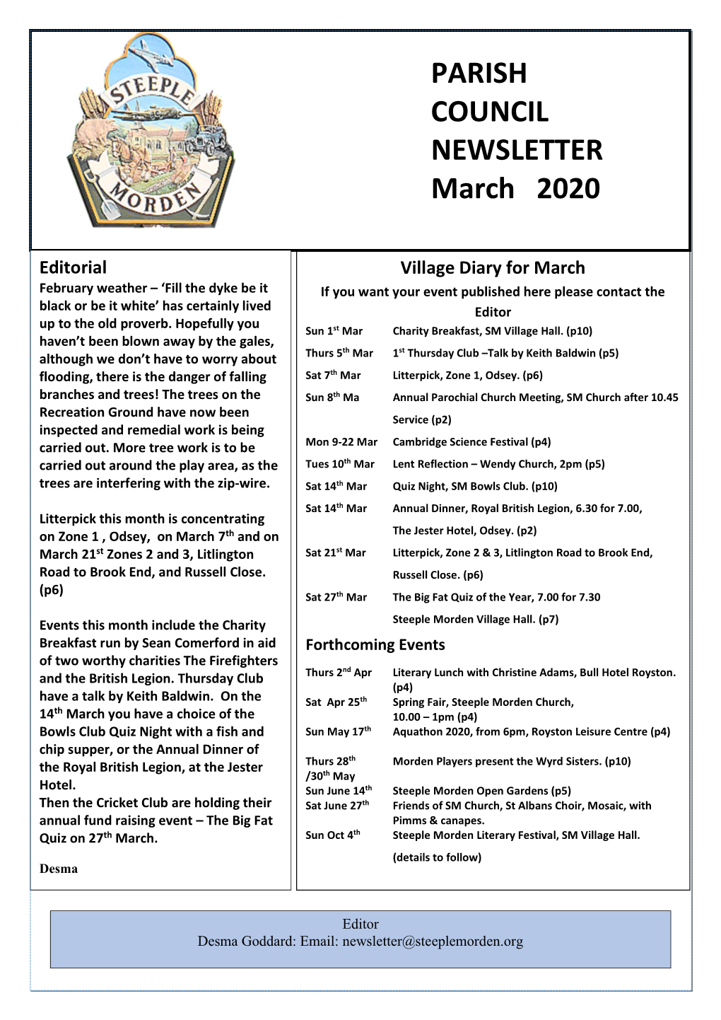 PARISH COUNCIL NEWSLETTER March 2020