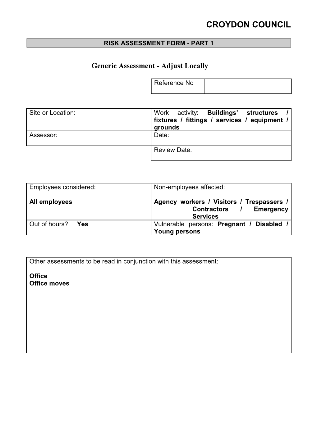 Risk Assessment Policy