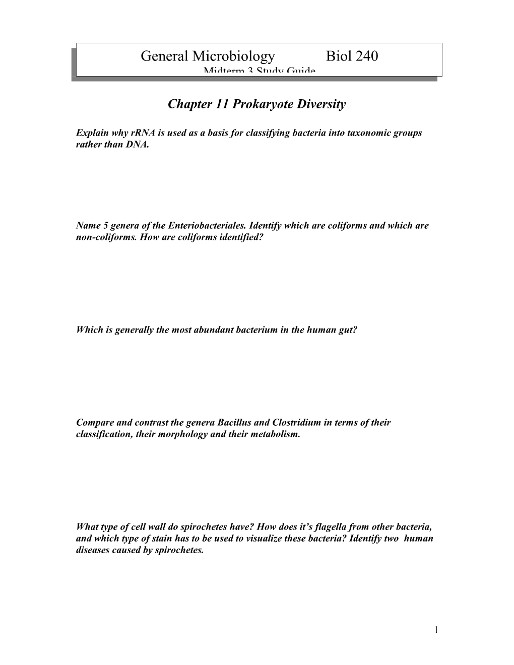 Chapter 11 Prokaryote Diversity