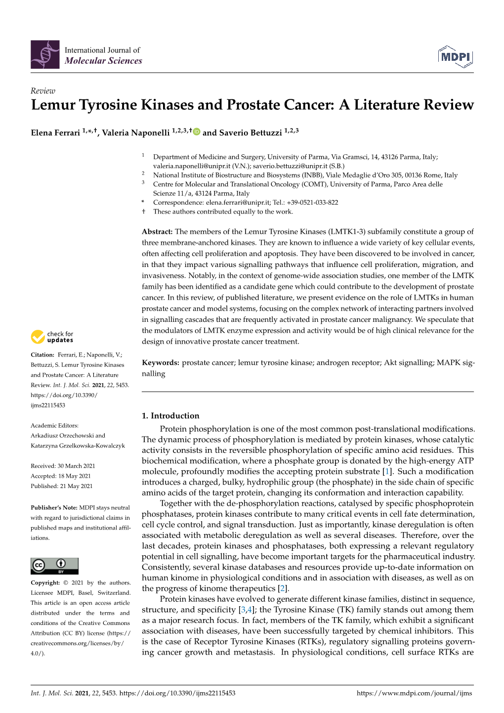 Lemur Tyrosine Kinases and Prostate Cancer: a Literature Review