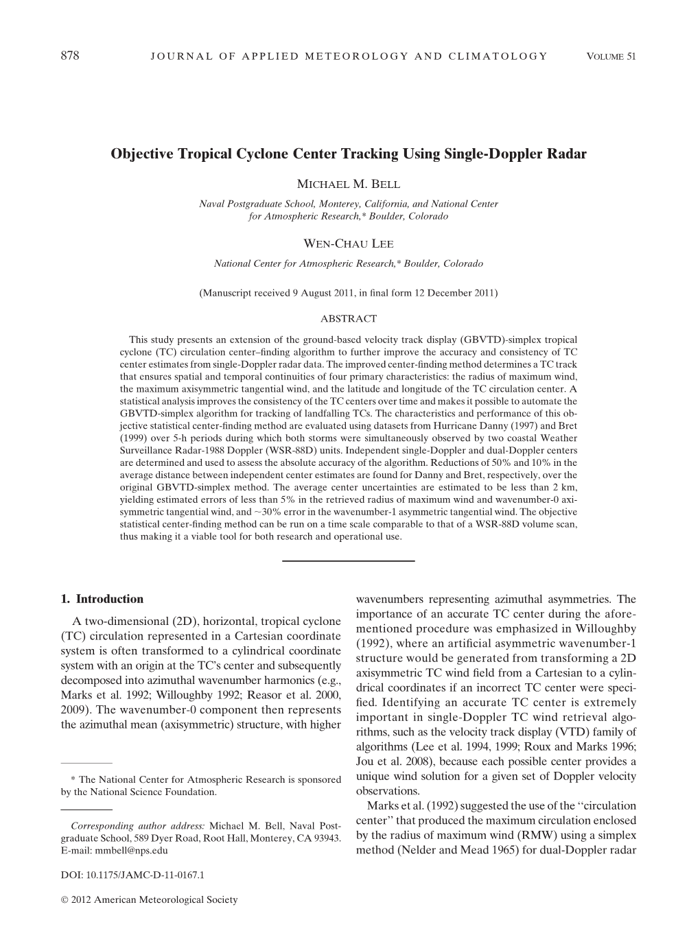 Objective Tropical Cyclone Center Tracking Using Single-Doppler Radar