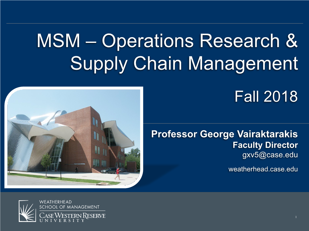 MSM – Operations Research & Supply Chain Management