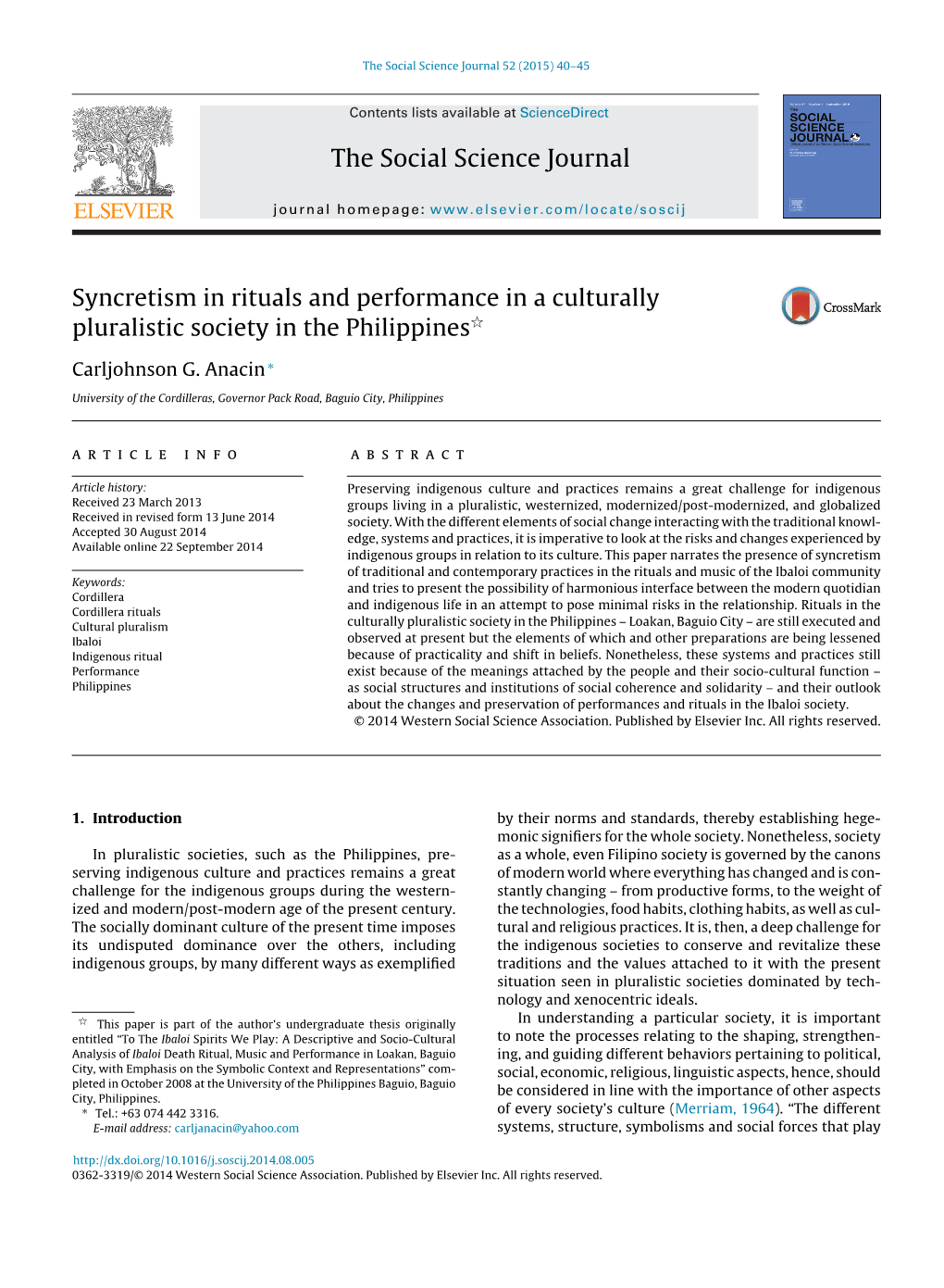 Syncretism in Rituals and Performance in a Culturally Pluralistic Society In