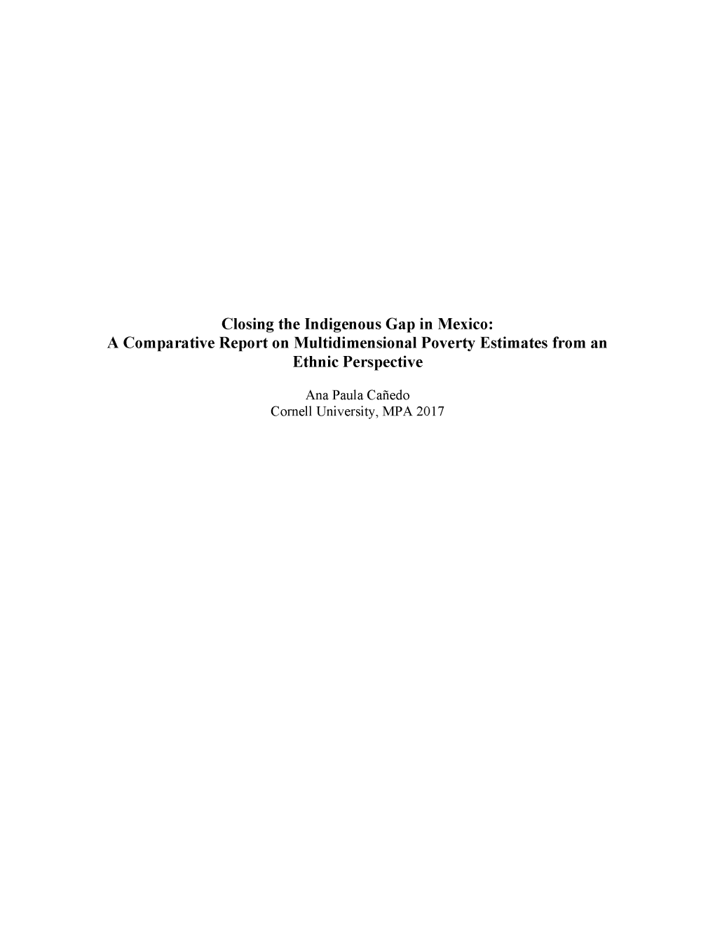 Closing the Indigenous Gap in Mexico: a Comparative Report on Multidimensional Poverty Estimates from an Ethnic Perspective