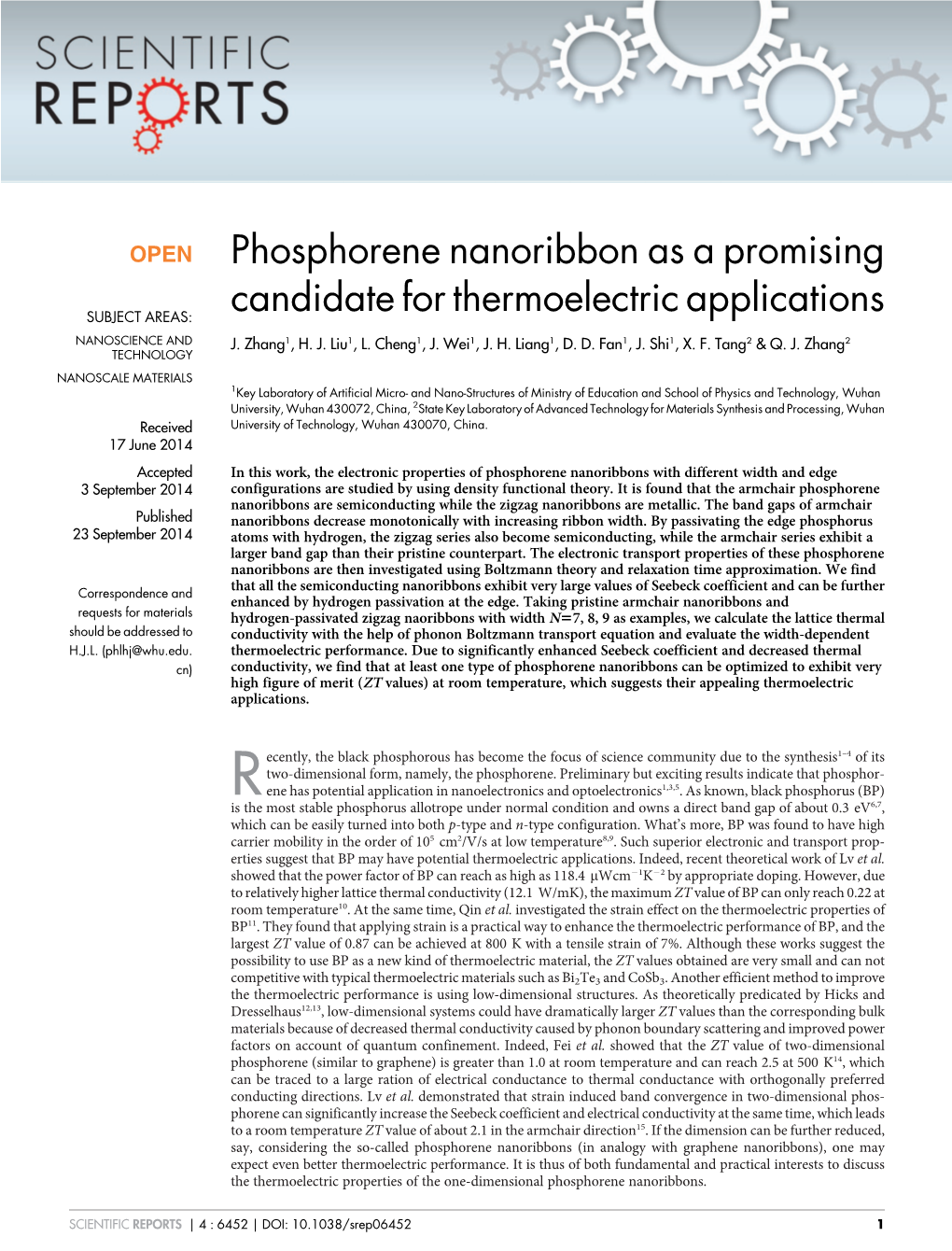 Phosphorene Nanoribbon As a Promising Candidate for Thermoelectric Applications