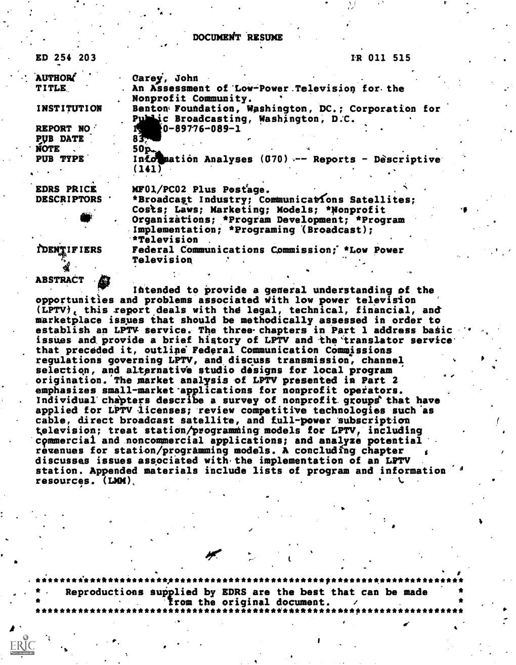 Tdetfiers Federal Communications Commission( *Low Power Television