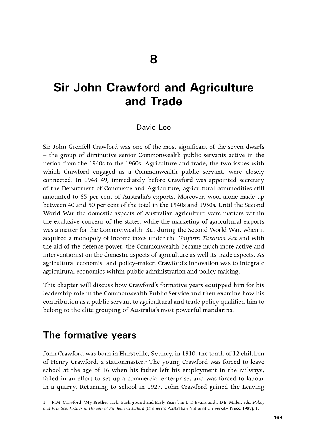 8 Sir John Crawford and Agriculture and Trade